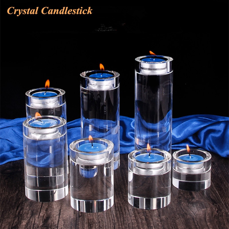 K9 luxury crystal candle holders candlelight dinner decorated glass candle holder Wedding candle stand cylinder candlestick