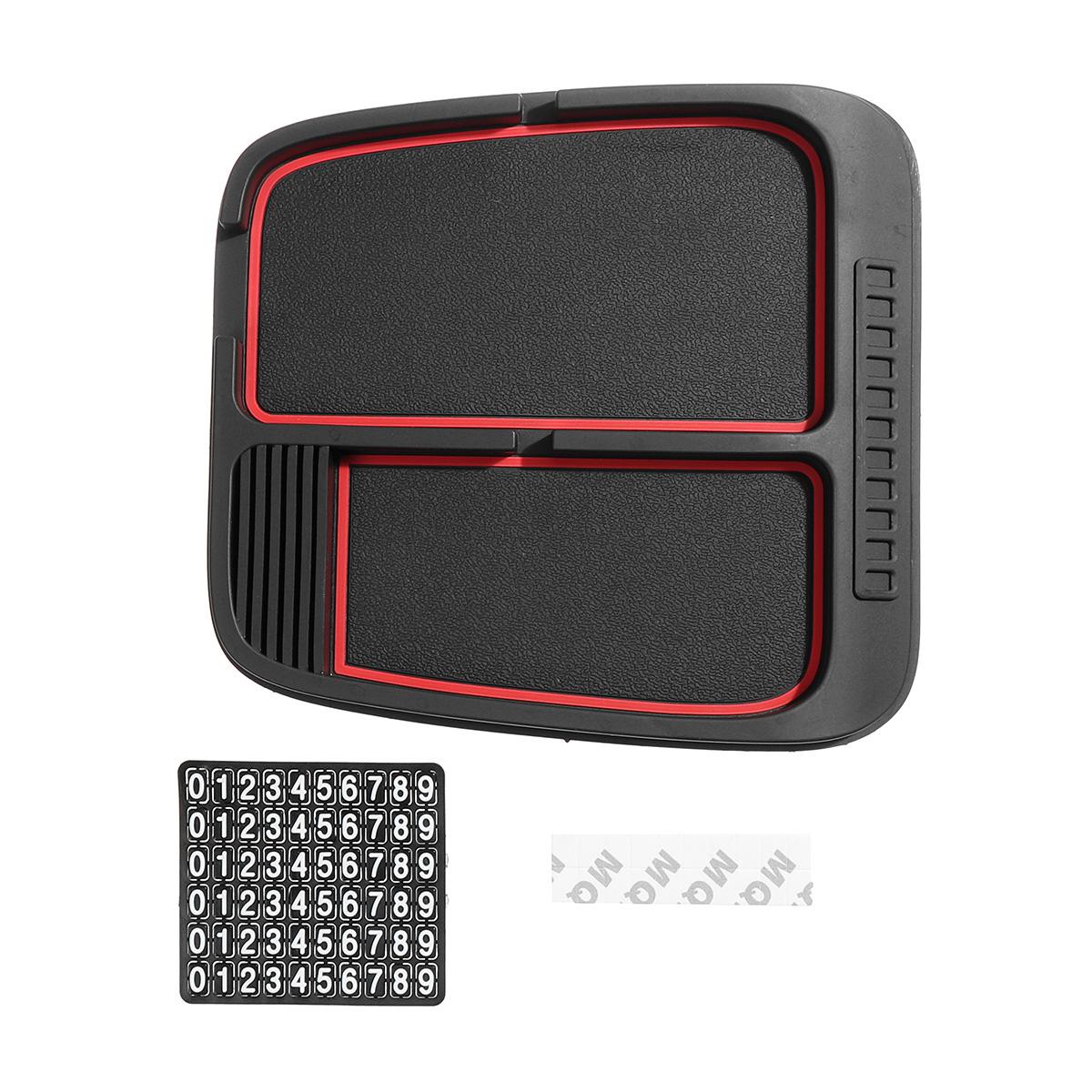 Tapis de tableau de bord de voiture en caoutchouc de silicone, support de téléphone, carte de stationnement temporaire, support d'autocollant de numéro de téléphone, tapis antidérapant