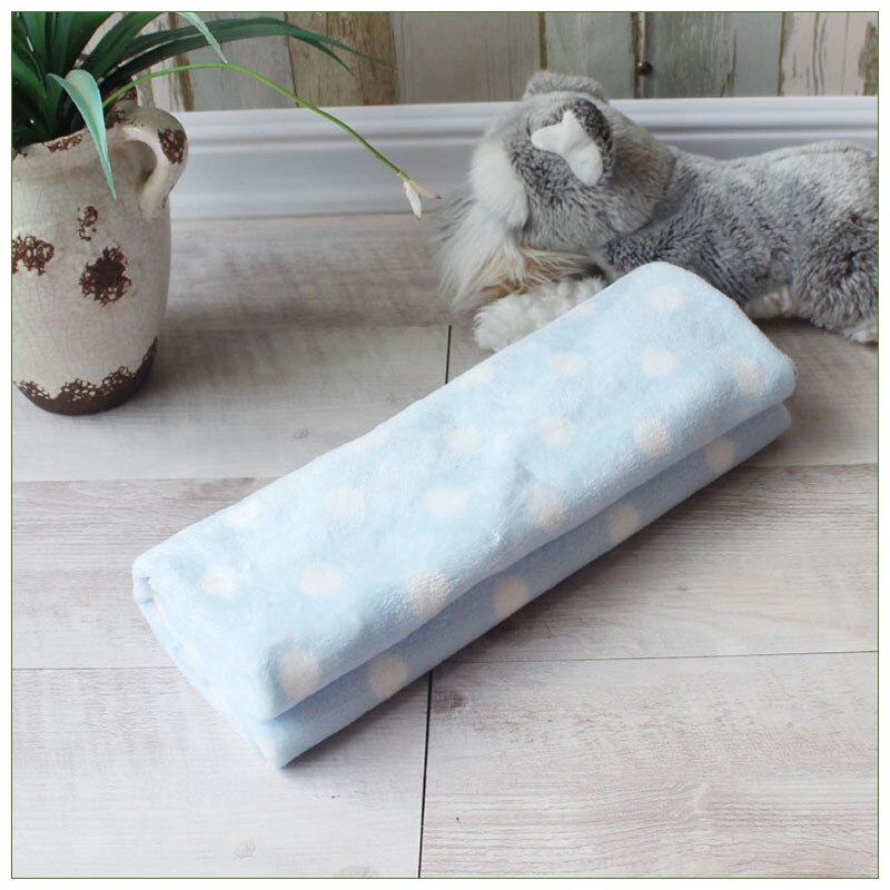 Zachte Huisdier Deken Warm Hond Kat Mat Fleece Pet Puppy Deken Handdoek Kleine Medium Grote Honden Katten Slapen Sofa Cover dierbenodigdheden: Blue dot / 90x70cm