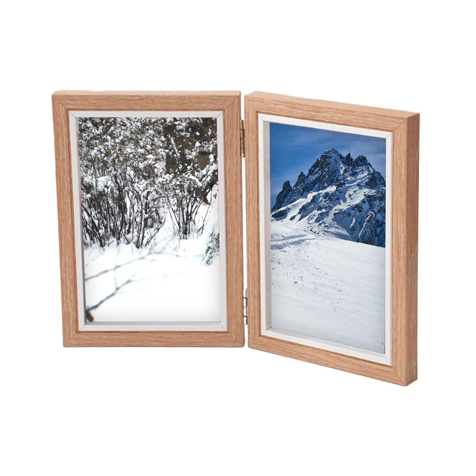 Klappbarer Fotorahmen, faltbarer Bilderrahmen aus Holz, 10,2 x 15,2 cm, Familienfotocollage für Eingangsbereich, Flur, Tischplatte, Schreibtisch, Heimdekoration: WHITE