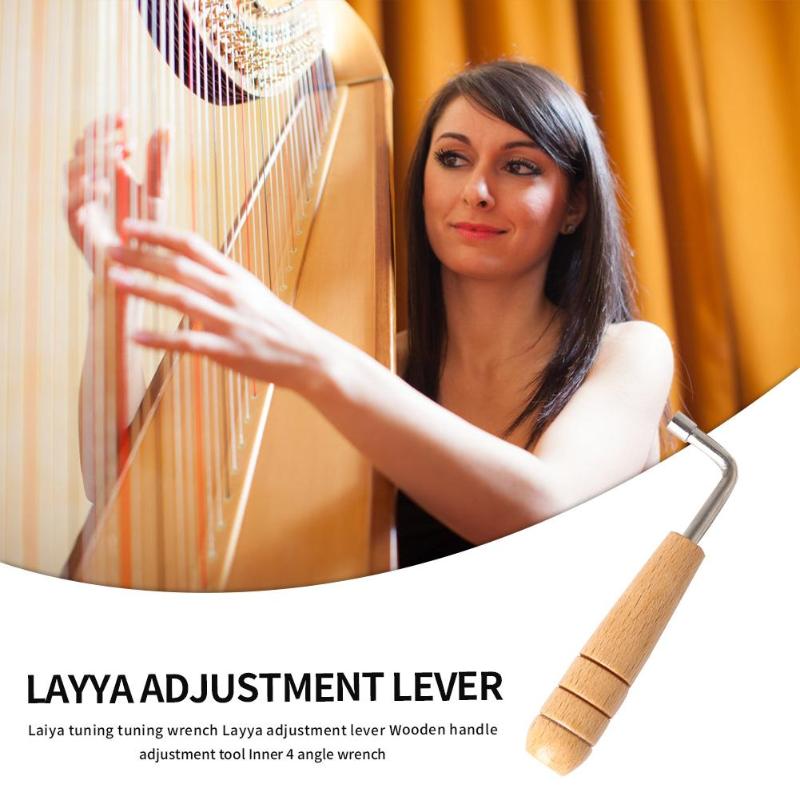 Lyre harpe tuning skruenøgle dygtig fremstilling lyre harpe tuning skruenøgle tuner træ håndtag justeringsværktøj indre 4 vinkel