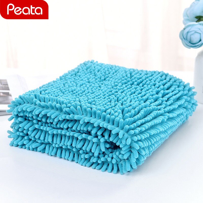 Pet secado Toalla de baño para mascotas toalla para perro gato sudaderas con capucha perro Super batas de baño absorbentes limpieza, baño toalla mascota suministros Z: Azul / S35X60CM