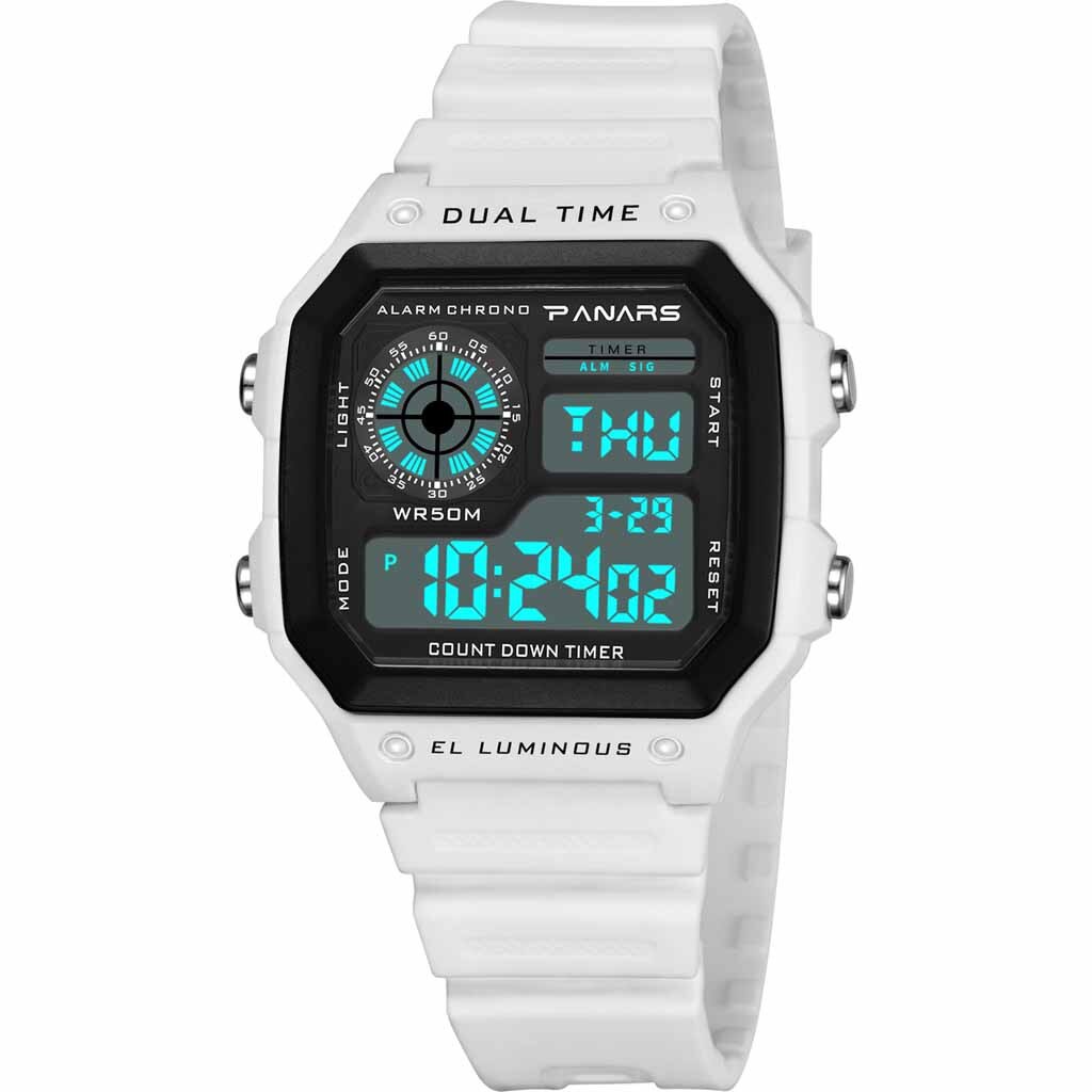 Waterproof Dual Time Personality Men's Multi Function LED Electronic Watch