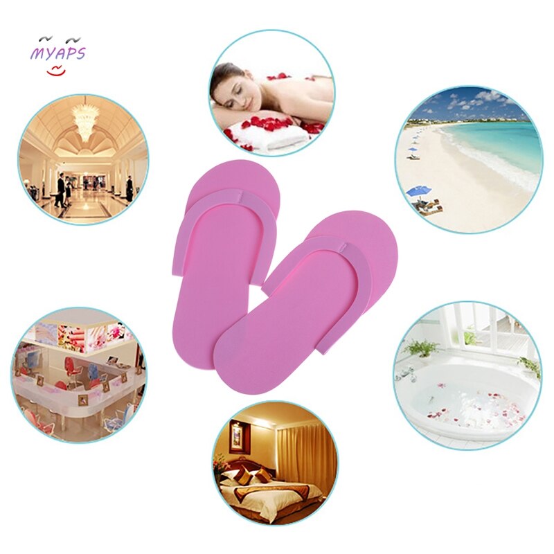 Pantuflas de espuma desechables para Spa y pedicura, sandalias de espuma para pedicura, chanclas para salón de belleza, 12 pares