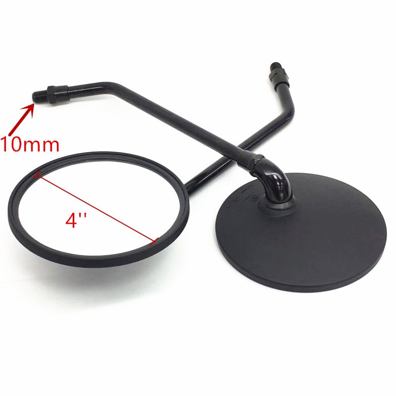 2x Black 4" Round Motorcycle Mirrors 10MM Rearview Side Mirrors For Harley Cruiser Chopper Cafe Racer Old School Dirt bike