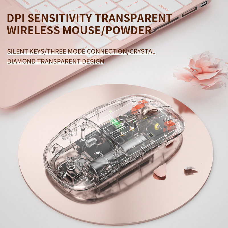 Xiaomi Bluetooth Drahtlose Maus Transparent Drei-modus Leucht Licht Computer Spiel Maus Stille Wiederaufladbare Für PC Laptop: WHITE