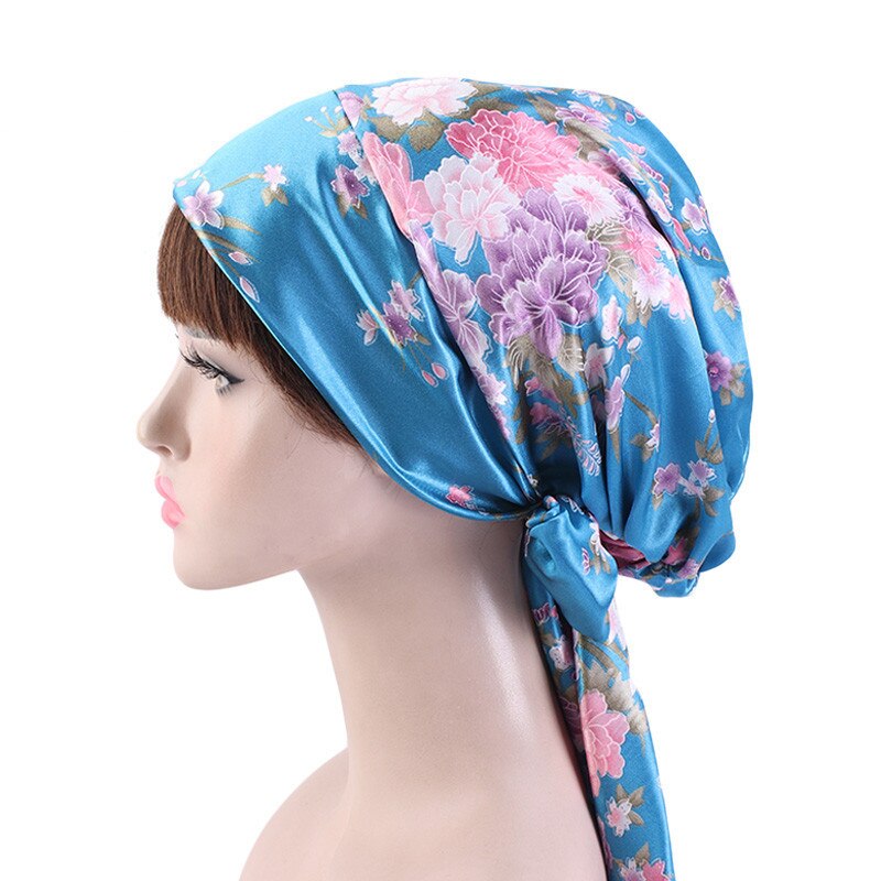Print afrikansk hatt mjuk satin huvudduk sovmössa turban huvudskydd motorhuv huvudbonader för kvinnor headtie hijab kepsar: 13