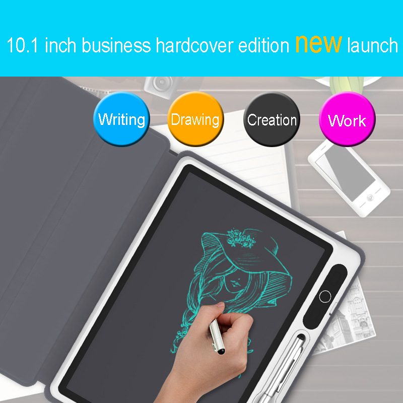 Lcd Hand Schrijven Whiteboard 10 Inch Elektronische Notepad Met Faux Leather Case Elektronische Tekening Doard Voor Werk En Studie