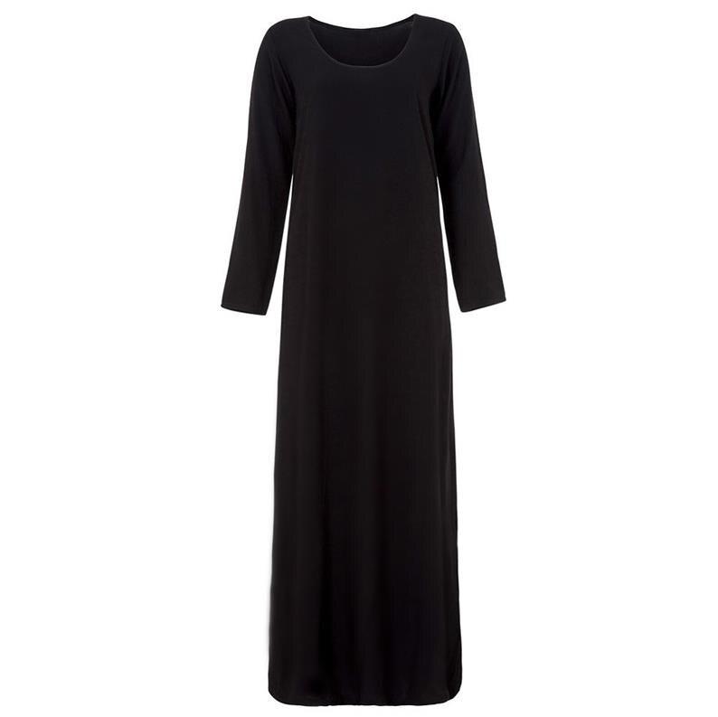 Indeni almindelig arabisk abaya tyrkiet pakistansk hijab muslimsk kjole vestidos islamisk tøj tesettur elbise robe musulmane longue: Sort kjole / Xxl