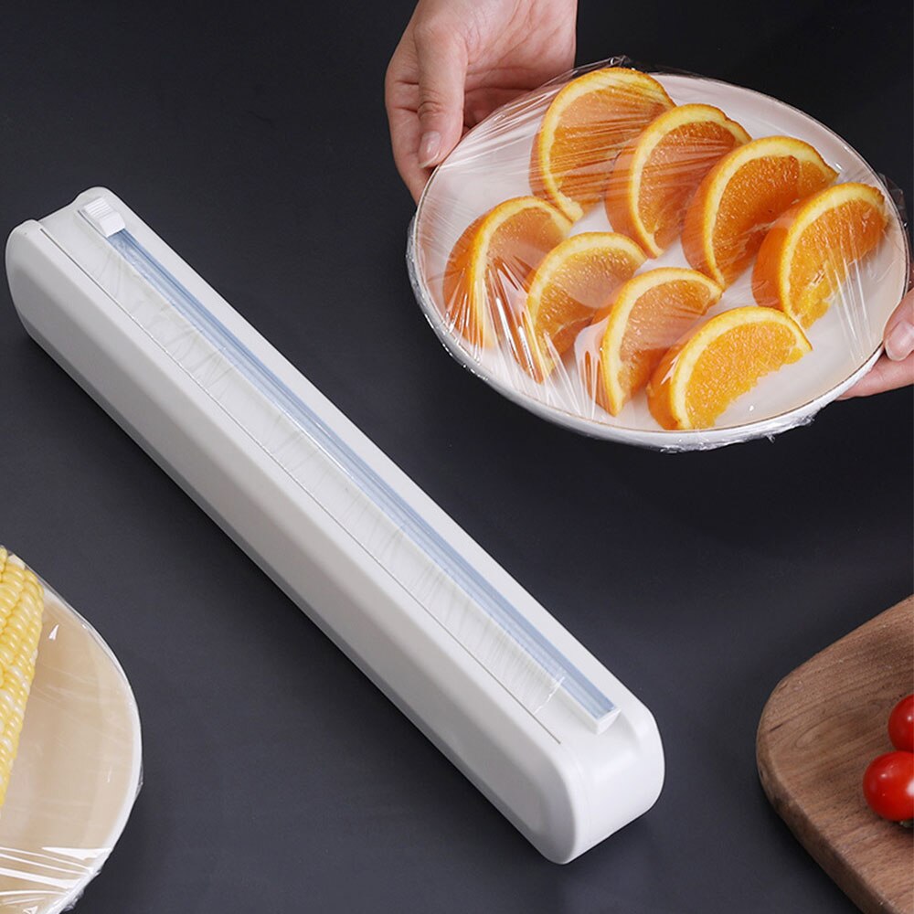 Cling Film Rotatable Food Wrapping Paper Dispenser With Sliding Knife Food Cling Film Cutter Kitchen Plastic Foil Film Cutter