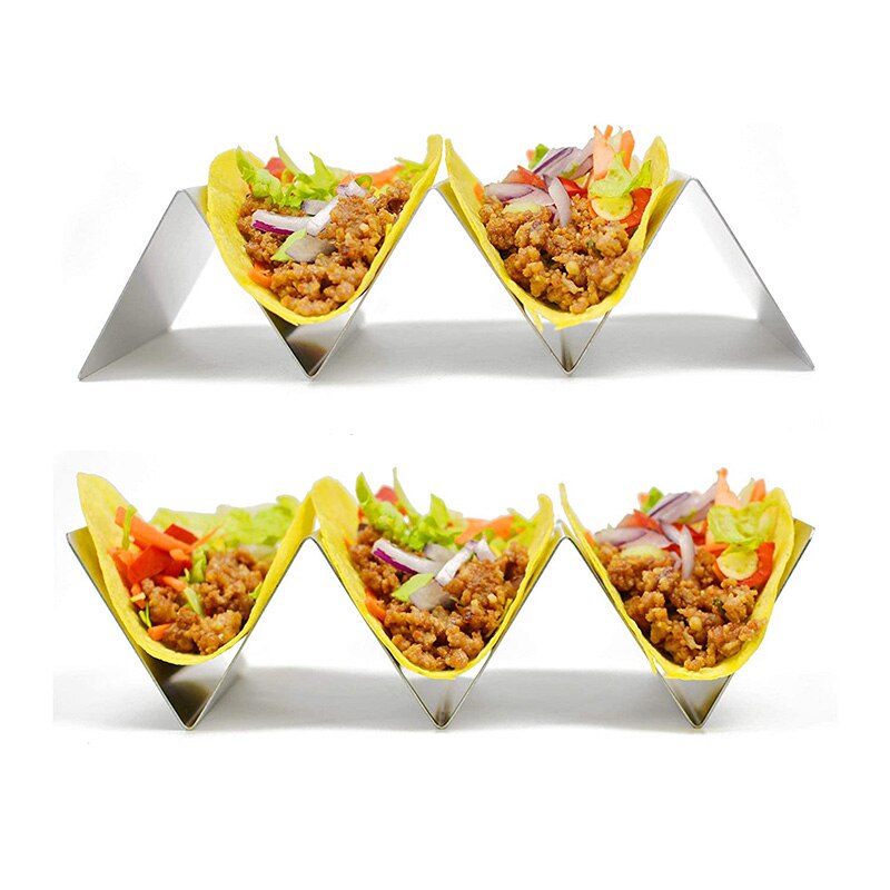 Rustfritt stål pai vise stativ pizza kakerull taco rackholder holdbar bølge matte holder meksikansk pannekake stativ kjøkkenverktøy