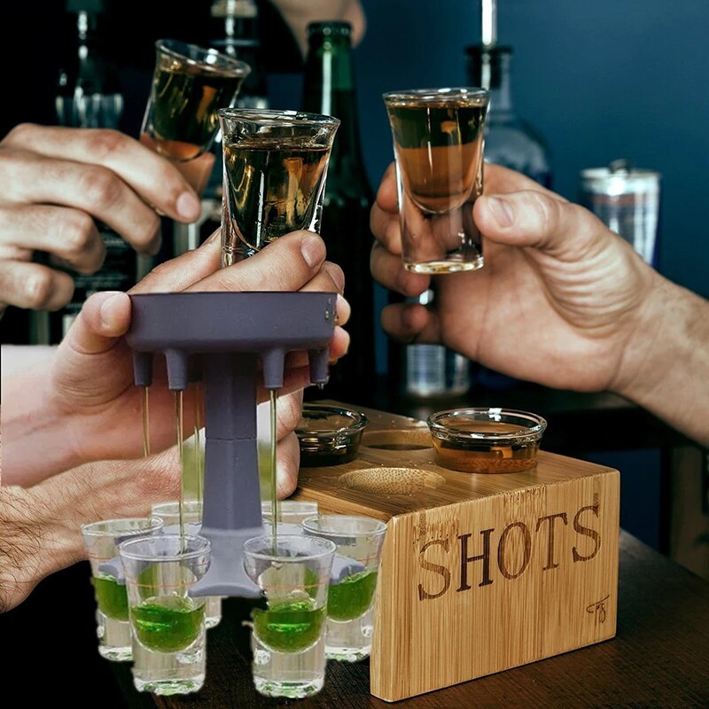6 skuds glas dispenser holder bærer fest drikker skud briller komme fest i gang caddie spiritus dispenser bedst sælgende