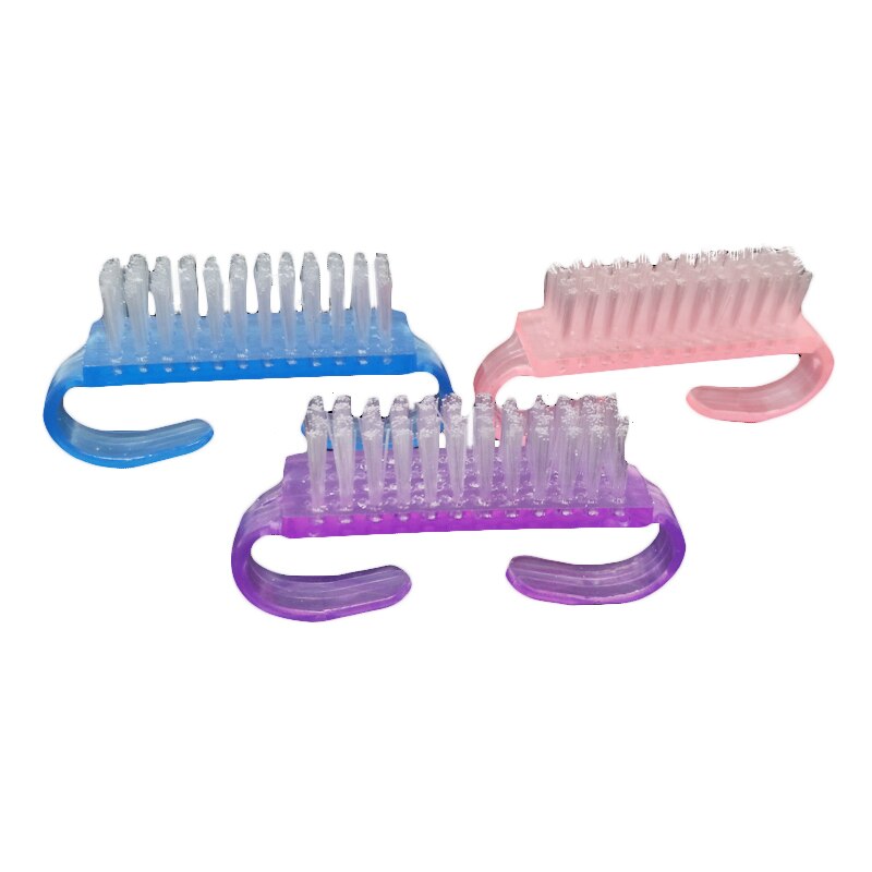 10pc/ partier nail art børste fil nail art manicure pedicure blød fjern plastik støv blød lille vinkel rene børster pink blå lilla