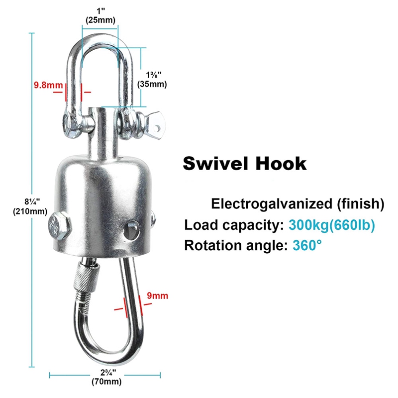 2 Pcs 360 Degree Rotatable Ceiling Hook Heavy Duty Hook Metal Hanging Chair Punching Bag Swing Swivel Hook Hanger