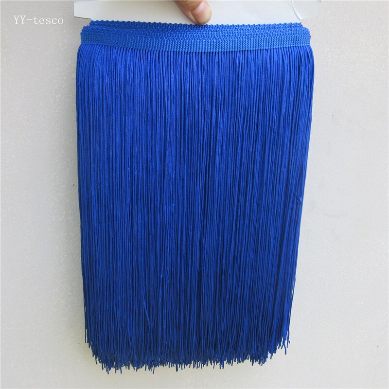 YY-tesaco 5yards 30cm Wide Lace Fringe Trim Tassel Fringe Trimming For DIY Latin Dress Stage Clothes Accessories Lace Ribbon: Royal blue