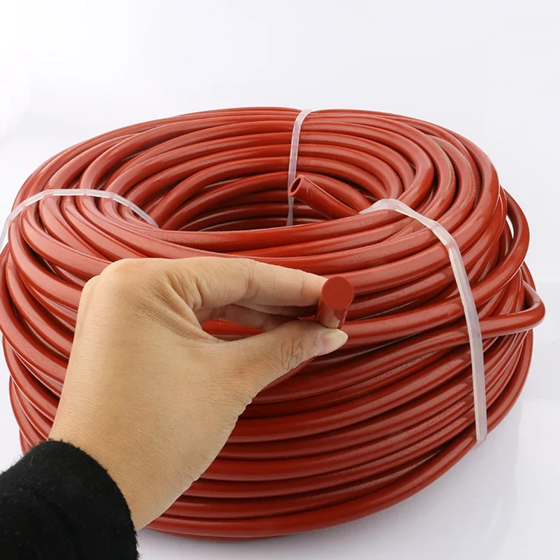 Tira de sellado de silicona redonda sólida ROJA Diámetro 1-23 mm Tira de sellado roja redonda resistente a altas temperaturas Tira de goma de silicona