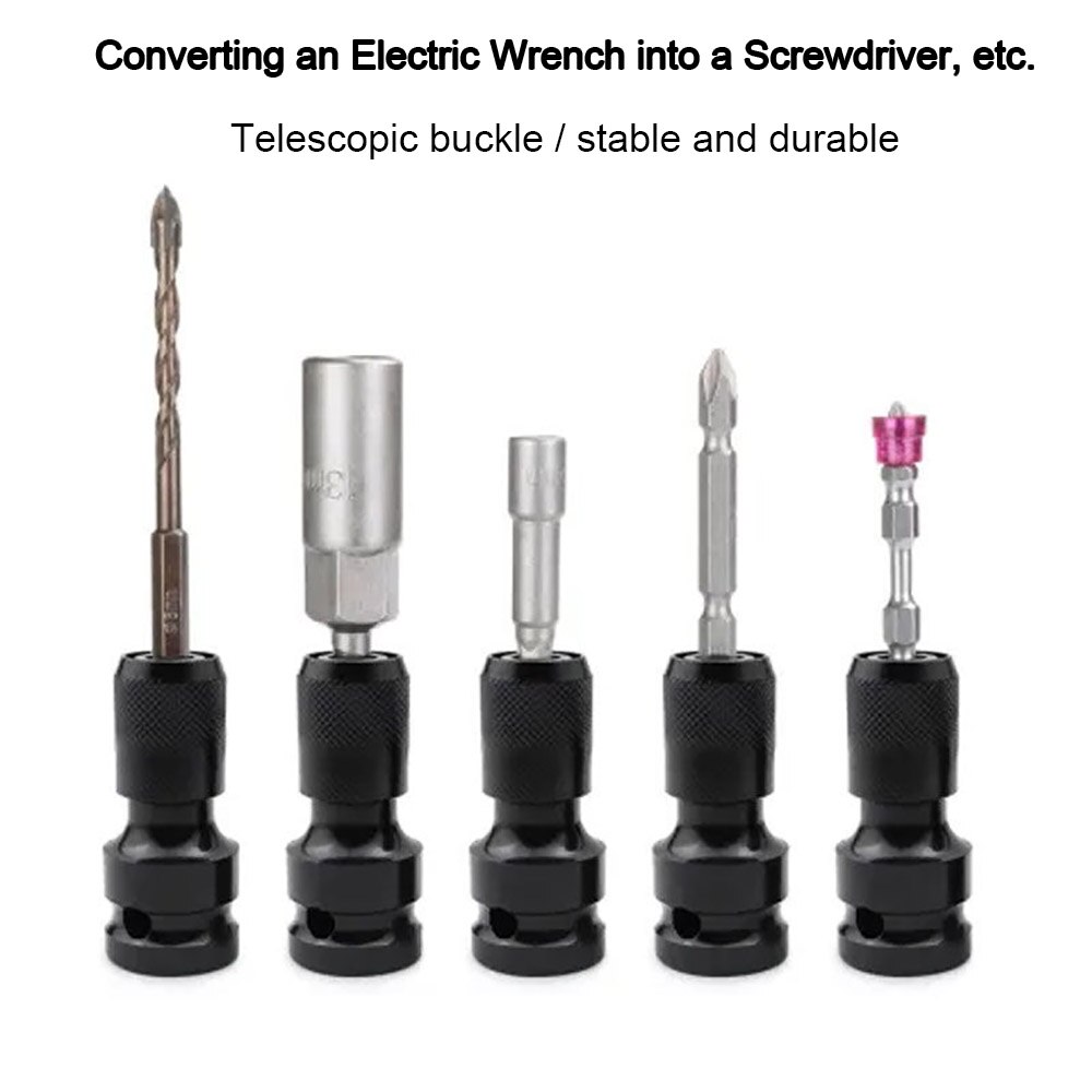 1/2" Square To 1/4" Hex Ratchet Socket Set Universal Wrench Socket Adapter Spanner Set Drive Converter Impact Hand Tool Kit