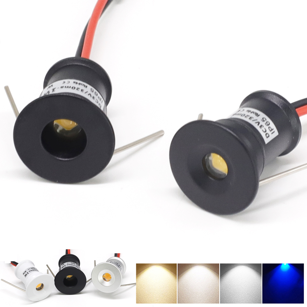 1w mini led-downlights, dimbar, 12v spotlights,  ip65 hjemmeskaplamper, svart-hvitt, sølvfarget skallspotlight, tak-downlight