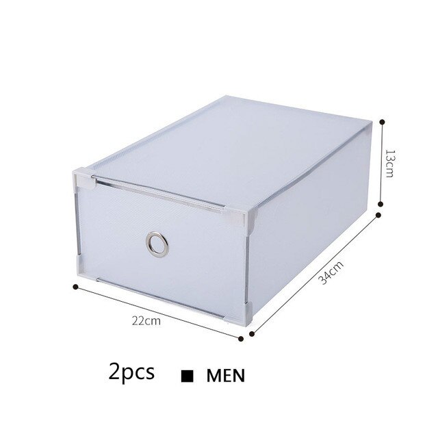 Foldable Simple Translucent Shoe Storage Box Thick Plastic Storage Drawers Shoe Box Dust Combination Shoe Storage Organizer: 2pcs Men