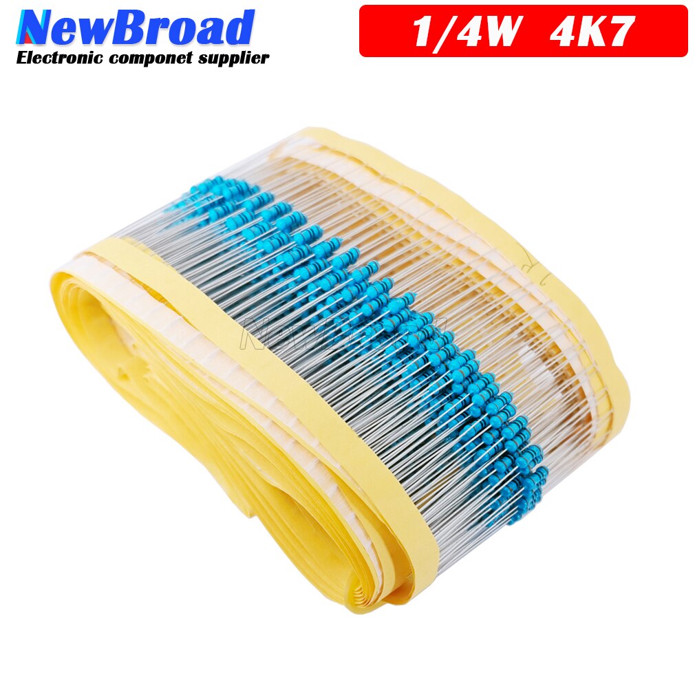 100pcs 4.7K ohm 1/4W 4K7 Metal film resistor 1%