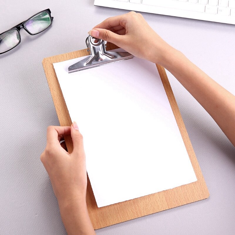 A4 Wooden Clipboard File Folder Stationary Board Hard Board Writing Plate Clip Document Bag File Folder Clipboard Report Offic