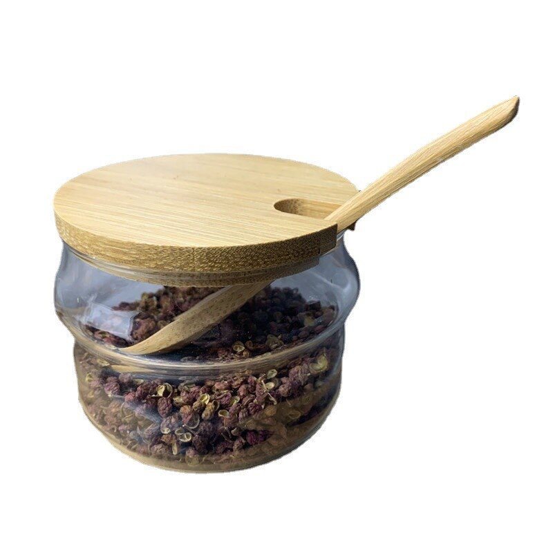 Kitchen glass seasoning jar set household glass seasoning box seasoning bottle high borosilicate glass salt seasoning jar