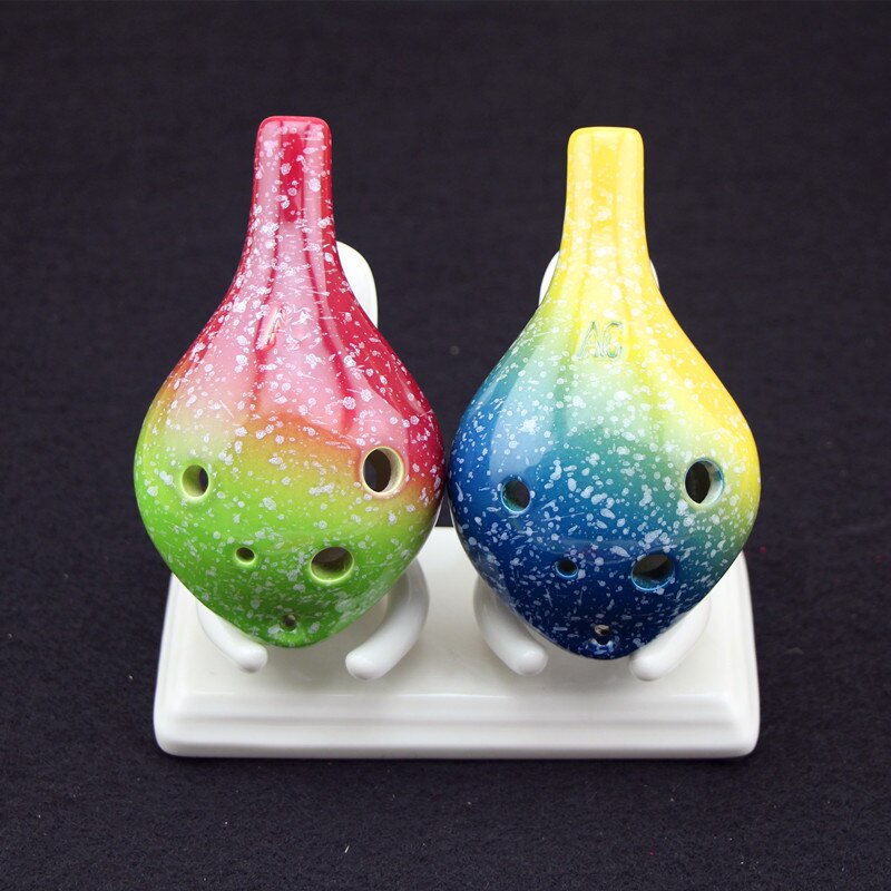 Serie de estrellas de Ocarina, 6 agujeros, 7 colores, cabeza redonda, Alto C, estilo de escritura a mano, instrumento Musical , para amantes