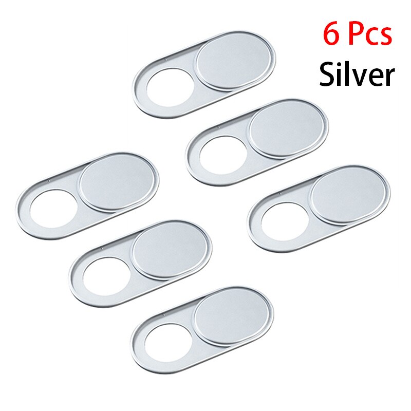 1/3/6 Pcs! Webcam Cover Anti Spy Metalen Materiaal Privacy Upgrade Telefoon Privacy Sticker Voor Iphone Smartphone Laptop Pc Tablet Len: 6PCS Silver