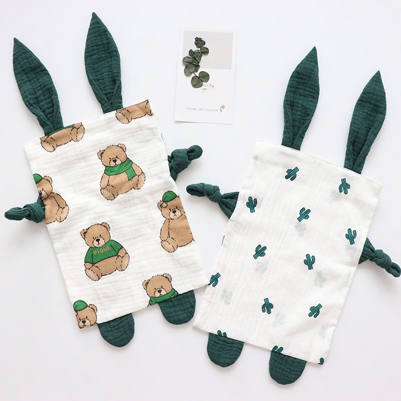 Toalha infantil de algodão orgânico para bebês, cobertor de segurança para recém-nascidos, macio e musselina, brinquedo infantil de dormir, confortável, acalmar, pano