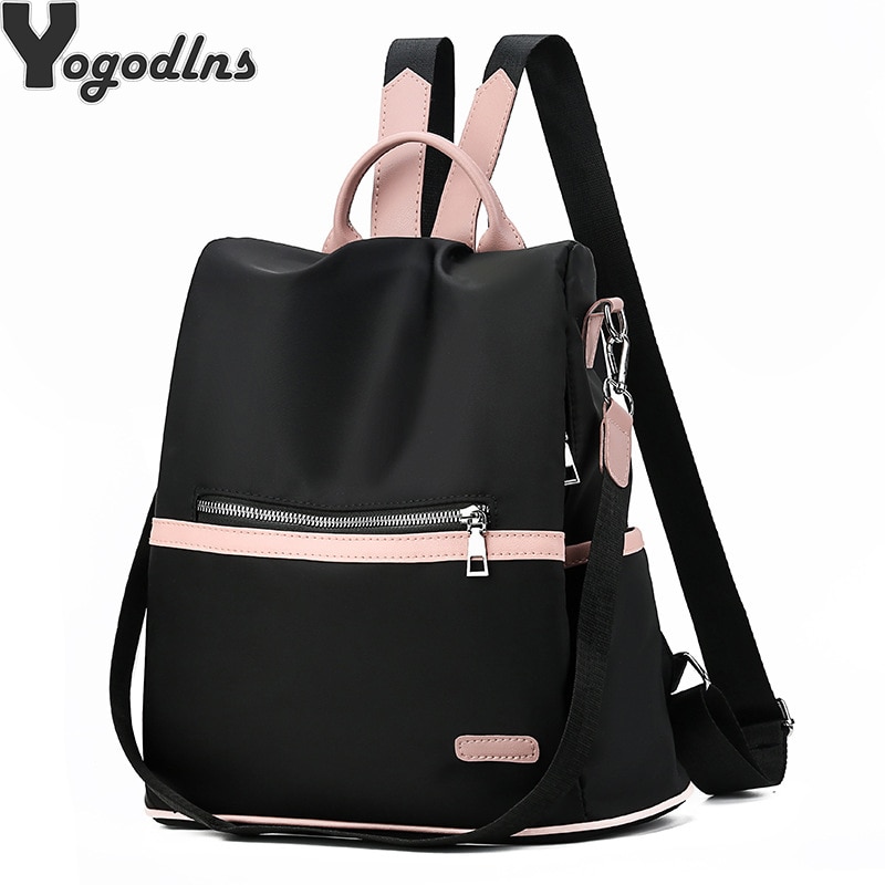 lässig Oxford Rucksack Frauen Schwarz Wasserdicht Nylon Schule Taschen für Teenager Mädchen Reise Tote Packbag