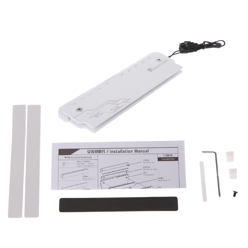 Aluminum RAM Heatsink Cooler RGB 265 Light Radiator Desktop Memory Cooling Vest: White