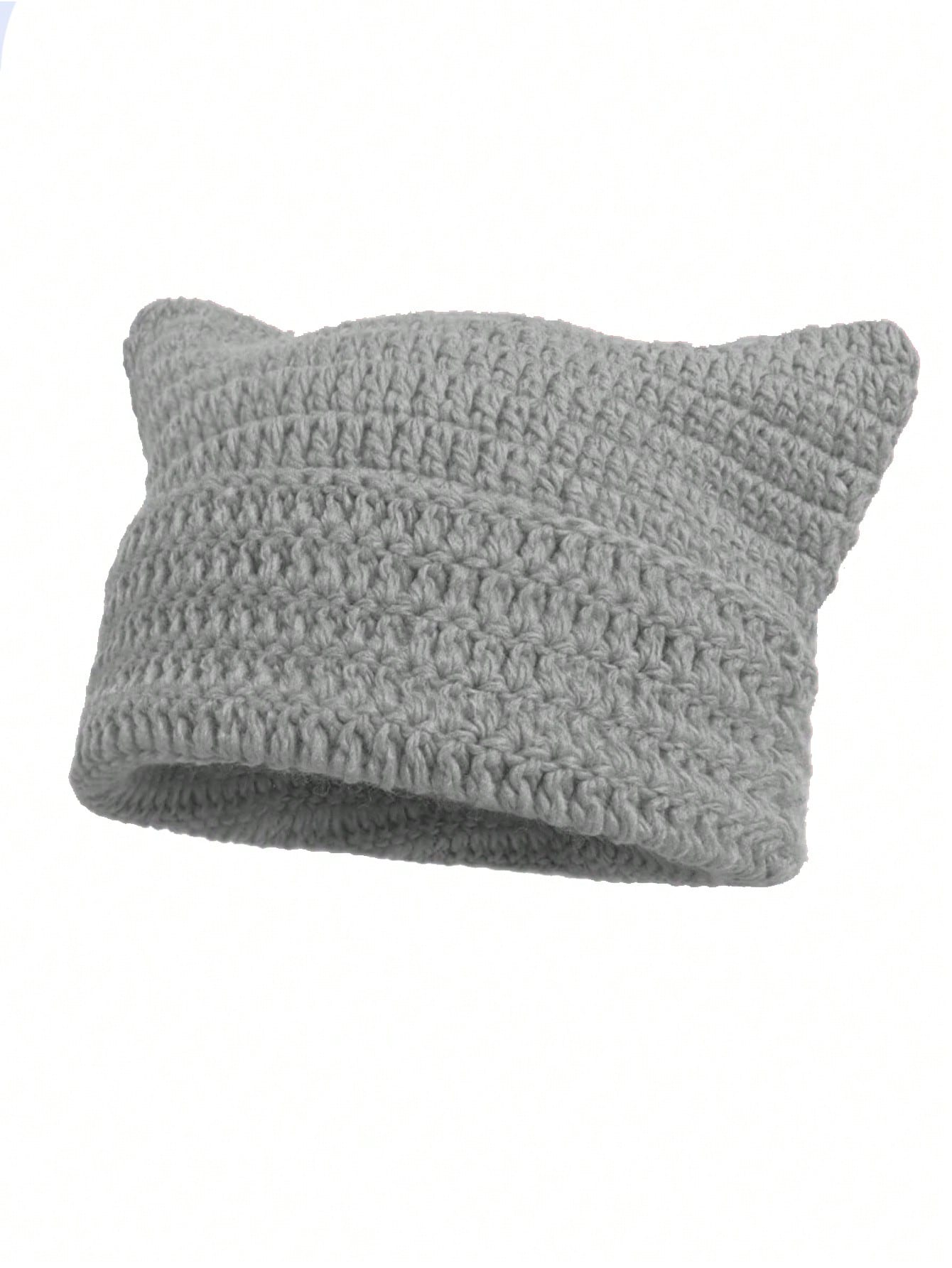 Corchet Cute Cat Ears Beanie Hat for Women Winter Striped Korean Y2K HipHop Cosplay Knitted Streetwear Men Skullies
