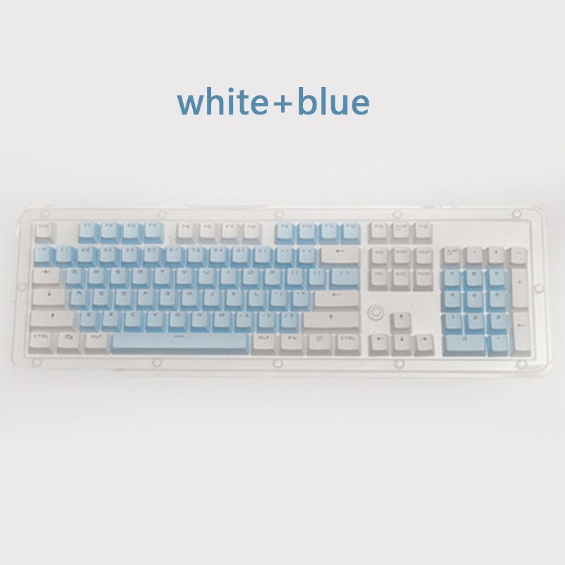 PBT Translucent Backlight Keycaps 104 Keys Mechanical Keyboard Key Cap Double Shot Key Cap For Cherry MX: white blue