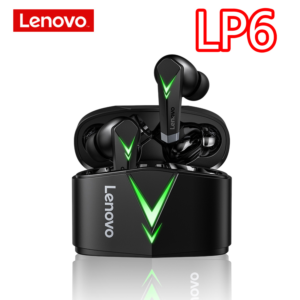 Lenovo LP40 XT82 XT92 XT96 Bluetooth 5.1 słuchawki bezprzewodowe słuchawki HiFi Stereo Bass sterowanie dotykowe zestaw słuchawkowy do gier z mikrofonem: LP6 Black