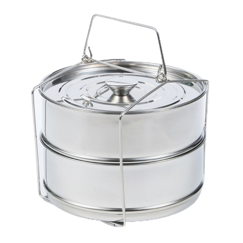Vaporera de doble capa de acero inoxidable 304, cesto funcional múltiple, olla mediana, para hornear, cazuela, maceta para Fideos: A