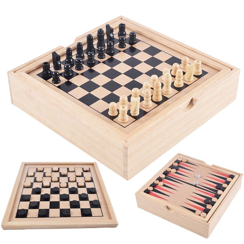 BSTFAMLY Wood Chess Set Chessman Game of International Chess 29x27.5x1.3cm Folding Chessboard Wood Chess Game I34: Default Title