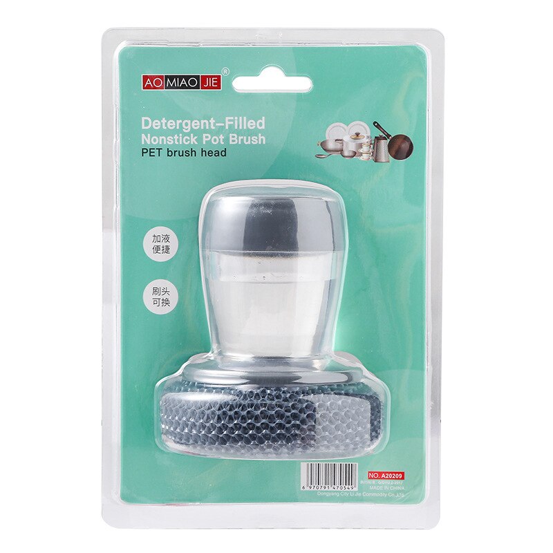 Kitchen Soap Dispensing Palm Brush Washing Liquid Dish Brush Soap Pot Utensils with Dispenser Cleaning bathroom cleaning tools: PET