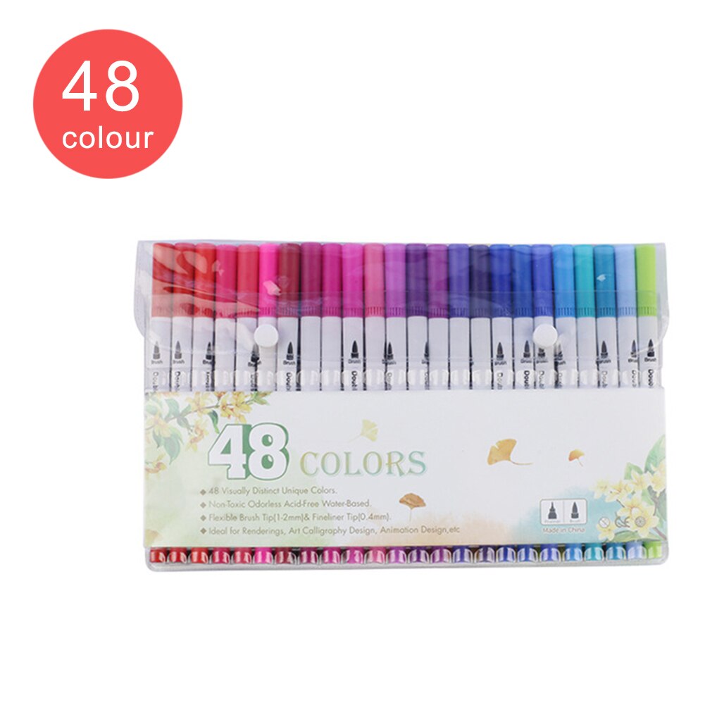 100 Colors Set Dual Tip Drawing Painting Watercolor Art Marker Pens Brush Pen For School Supplies Stationery: 48 Colors