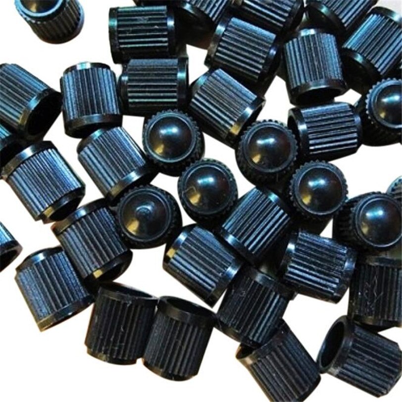 100pc sorte dækventildæksler af plast til biltilbehør