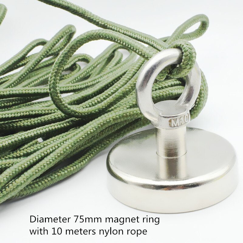 Fiskemagneter dia . 48 60 75mm lyftande neodymmagnet med nylonrep 60-150kg som drar perfekt för bärgning eller magnetfiske