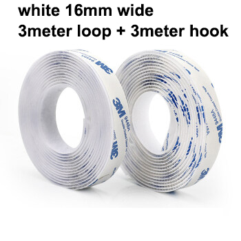 3Meter 16-100Mm Zelfklevende Klittenbandsluiting Tape Nylon Sticker Haak Lus Strips Fastener Met lijm Diy Accessoires: White 16mm