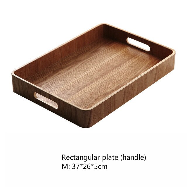 Retro Wooden Round/Rectangular Tray Tea Food Dishe... – Grandado