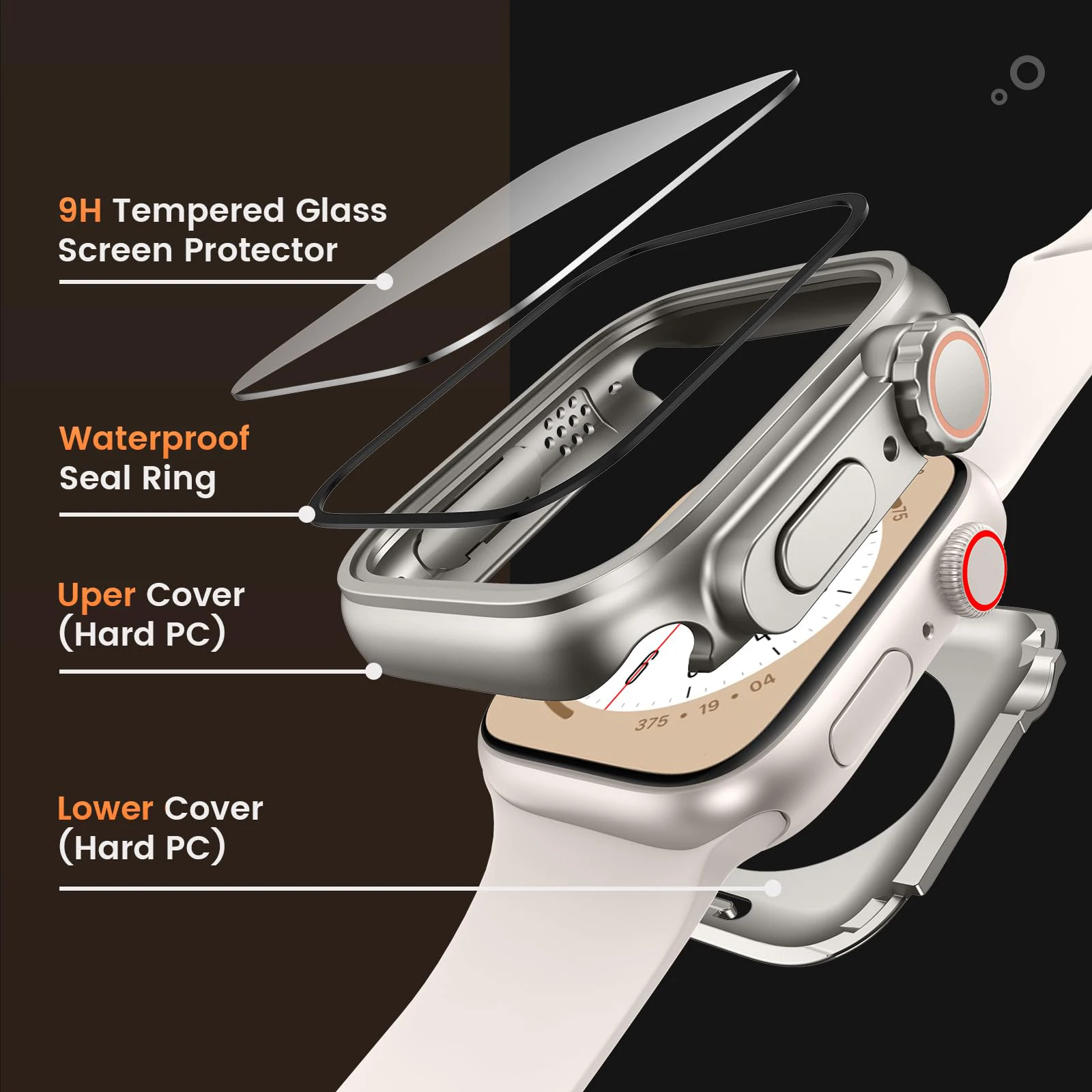 Tempered Glass+Cover For Apple Watch case 46mm 42mm 45mm 44mm 41mm 40mm Screen bumper Protector for iwatch serie 10 9 8 7 6 SE 5