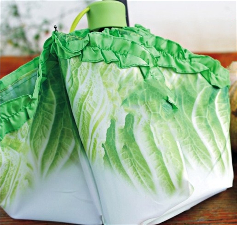 Kål paraply sallad vikning soliga och regniga paraplyer anti-uv strand roliga vegetabiliska paraply parasoll kvinnor