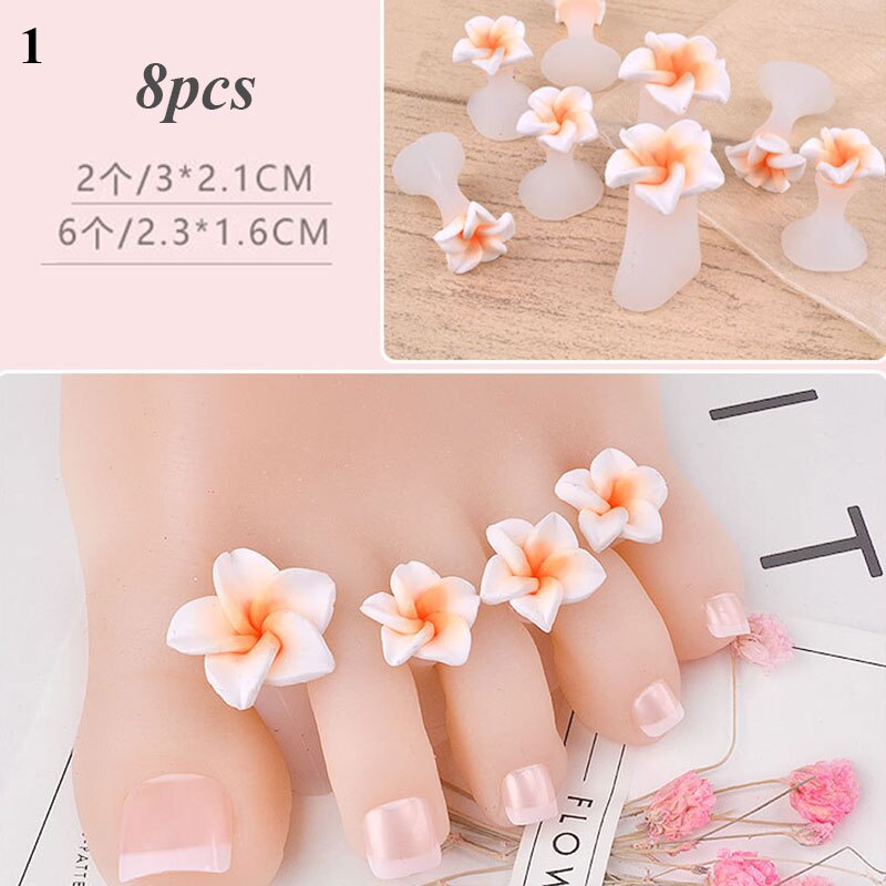 Silicone Thumb Protector Nail Care Nail Art 8 Pcs Teen Separator Manicure Daisy Bloem Crystal Diamond Comfortabele Pedicure Tool: Light Grey