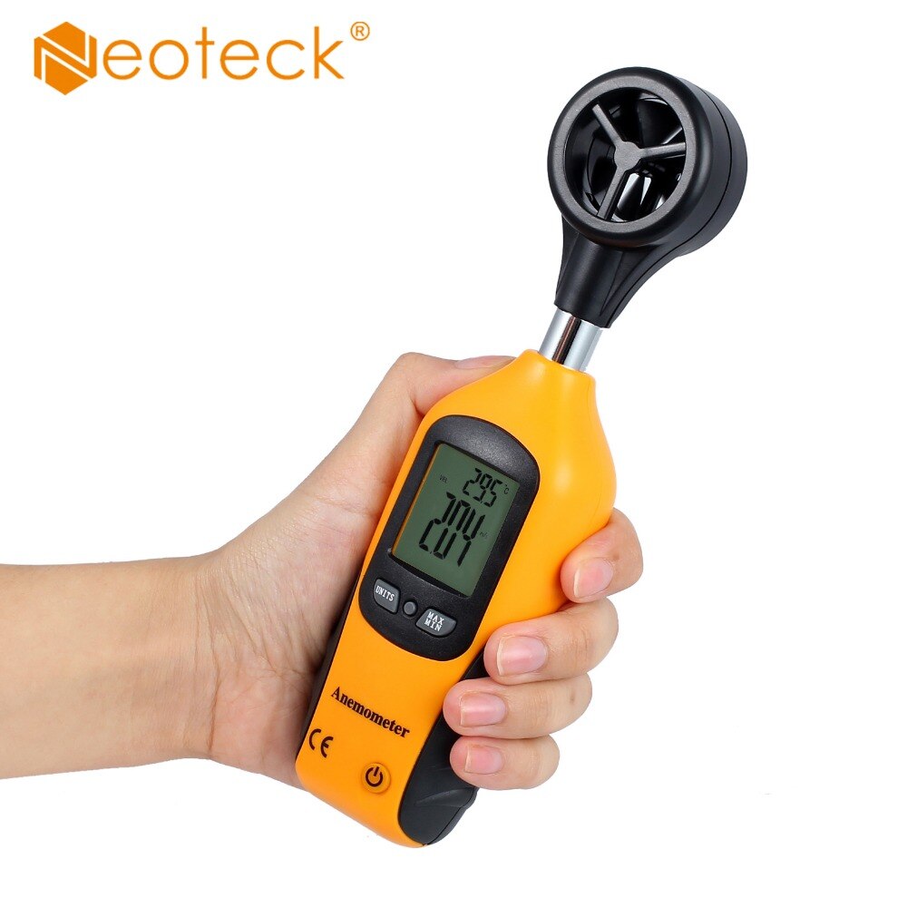 Neoteck Digitale Wind Speed Meter Pocket Windmeters Snelheid Temperatuur Digitale Wind Gauge Meting Tester Gereedschap