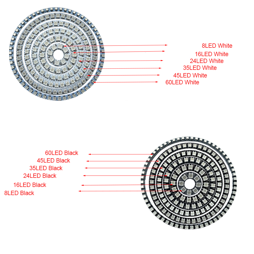 WS2812B Addressable Led Pixel Ring 8/16/24/35/45/60Leds WS2812 5050 RGB Led Diode Ring Color IC Built-in LED
