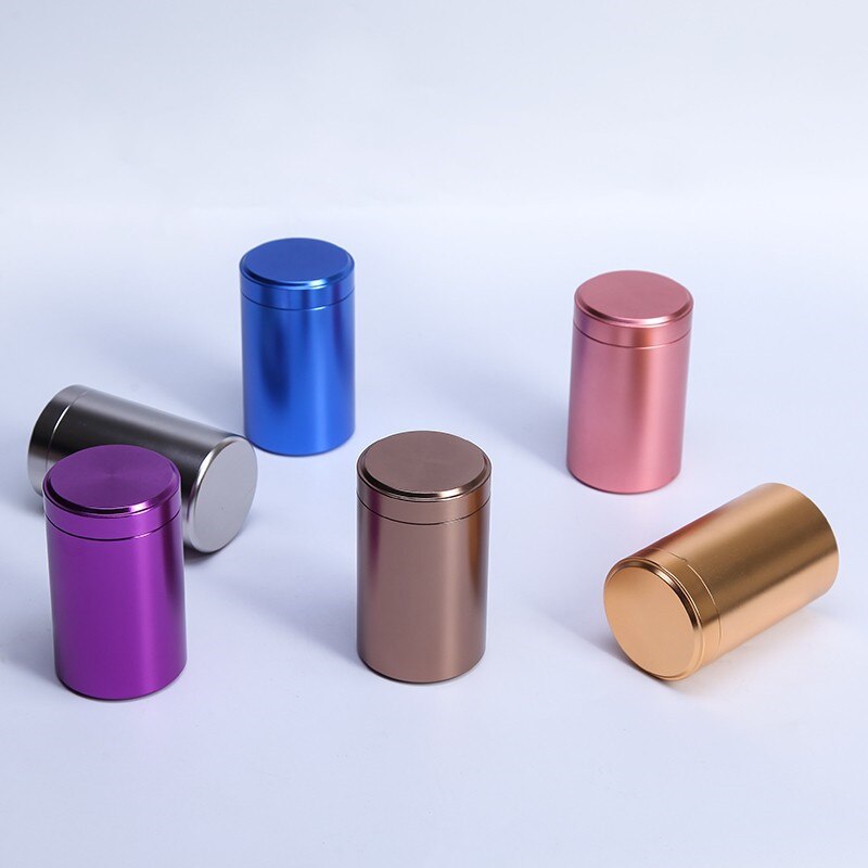 Mini latas de té portátiles de acero inoxidable, contenedor de almacenamiento de Metal de titanio, sellos, tanque de viaje, 5,2x9cm