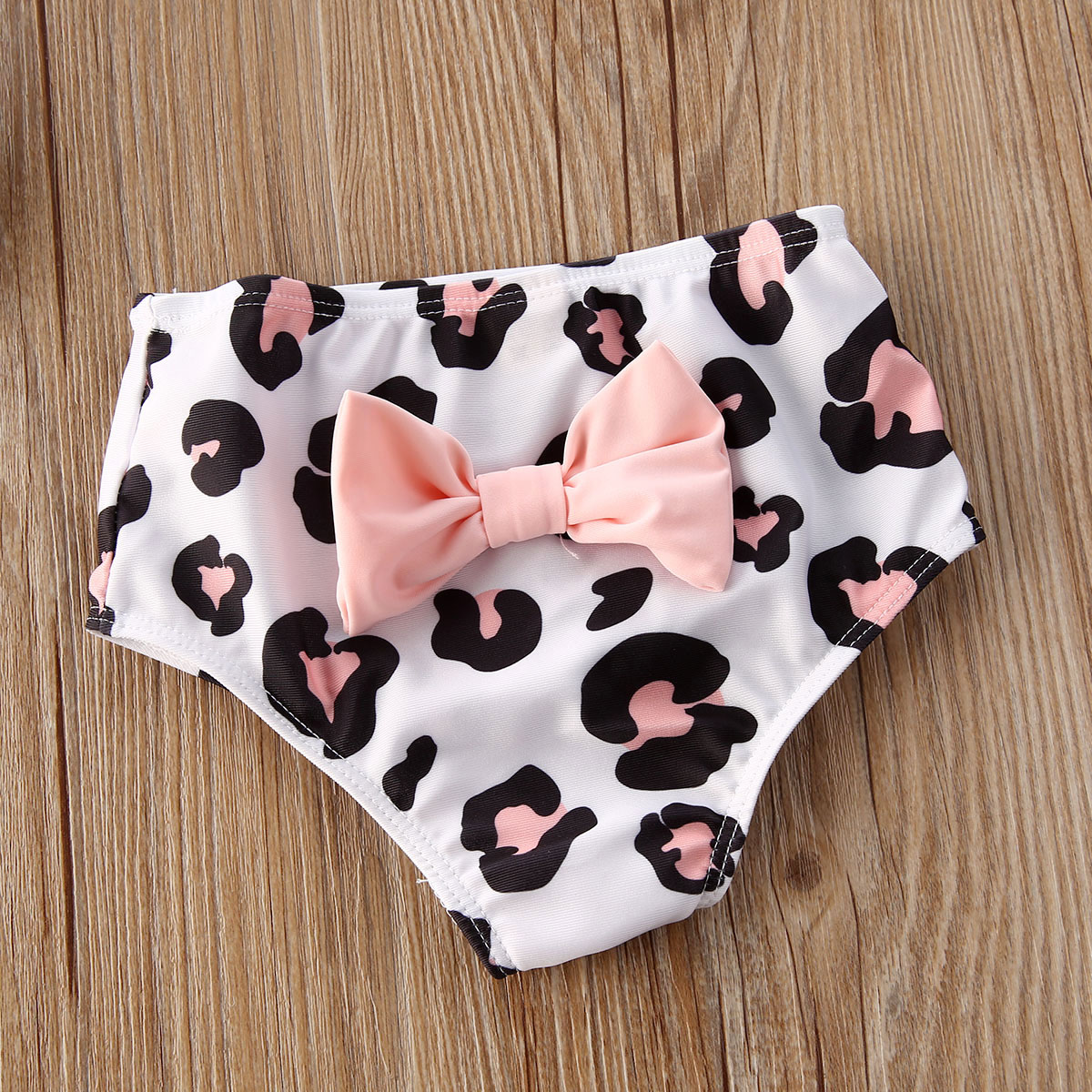 Ensemble de 0-3y maillots de bain pour bébé fille, avec pompons, licou, short, nœud, bandeau, 3 pièces, bikini d'été pour enfants, motif léopard et tournesol