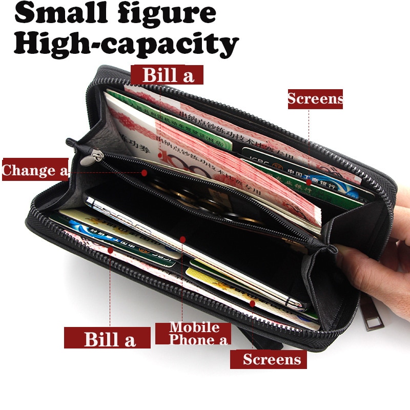 Organizer wallet for men Cellphone Wallet Men's Clutch Wallets Men Credit Card Holder2020 PU style leather Male Long Purse Zip